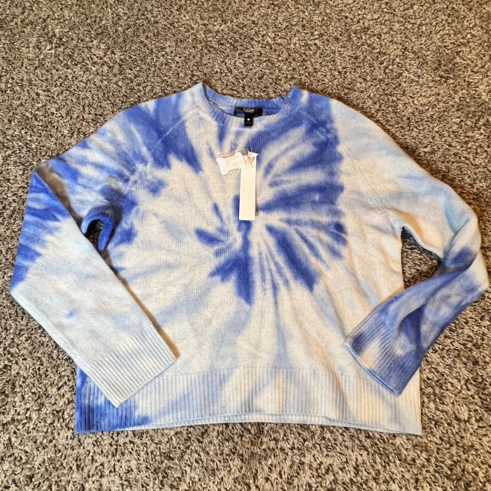 Aqua Cashmere Tie Dye Crewneck Sweater Amalfi Blue 80071541FC9124 Mens Small NWT